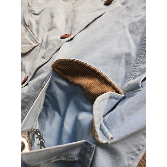 Vintage LL Bean Women's Chore Field Coat L Blue Canvas Barn Jacket Corduroy - Picture 14 of 16